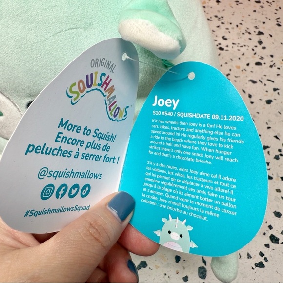 NWT Squishmallows Joey #540 Blue 10” Dragon Plushie Stuffed Animal - Picture 8 of 8